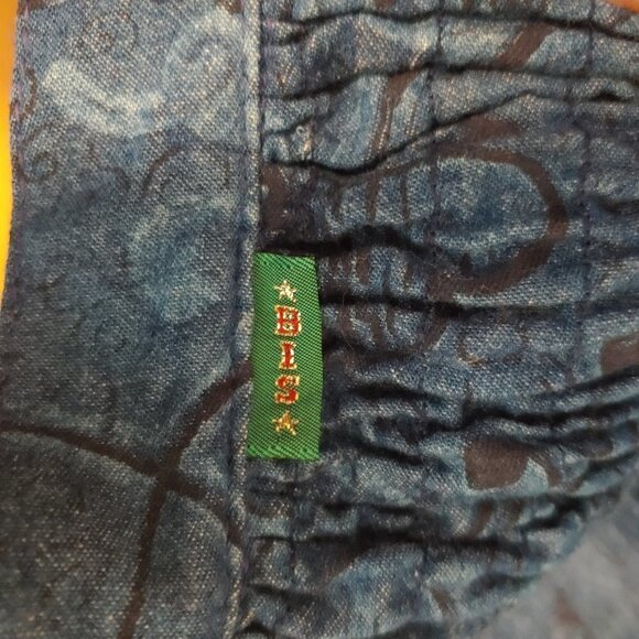 Vintage Boho Smocked Wrinkled Rich Denim Jacket Embroidered Gene Ewing BIS - Picture 4 of 8